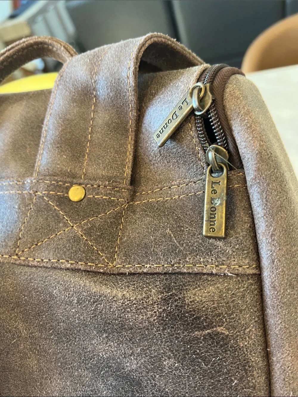 LeDonne Men's Taupe Distressed Leather Backpack